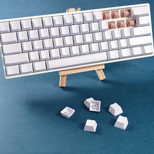 Blank Thick Pbt Oem Profile 61 Ansi Keycaps For Mx Switches Mechanical Keyboard (White)(Only Keycap)