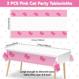 3 Pcs Pink Cat Tablecloths Cute Cat Party Decorations Cute Cartoon Theme Birthday Table Covers Pink Bow Wall Backdrop Plastic Disposable Rectangle For Baby Shower Birthday Party Supplies 54 X 108 Inch