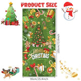 Christmas Door Cover Banner, Green Glitter Christmas Tree Backdrop Banner With Gift Boxes Candy Cane, Xmas Decorations Door Sign Banner For Outdoor Home Yard Garden New Year Party Decor, 90X185Cm