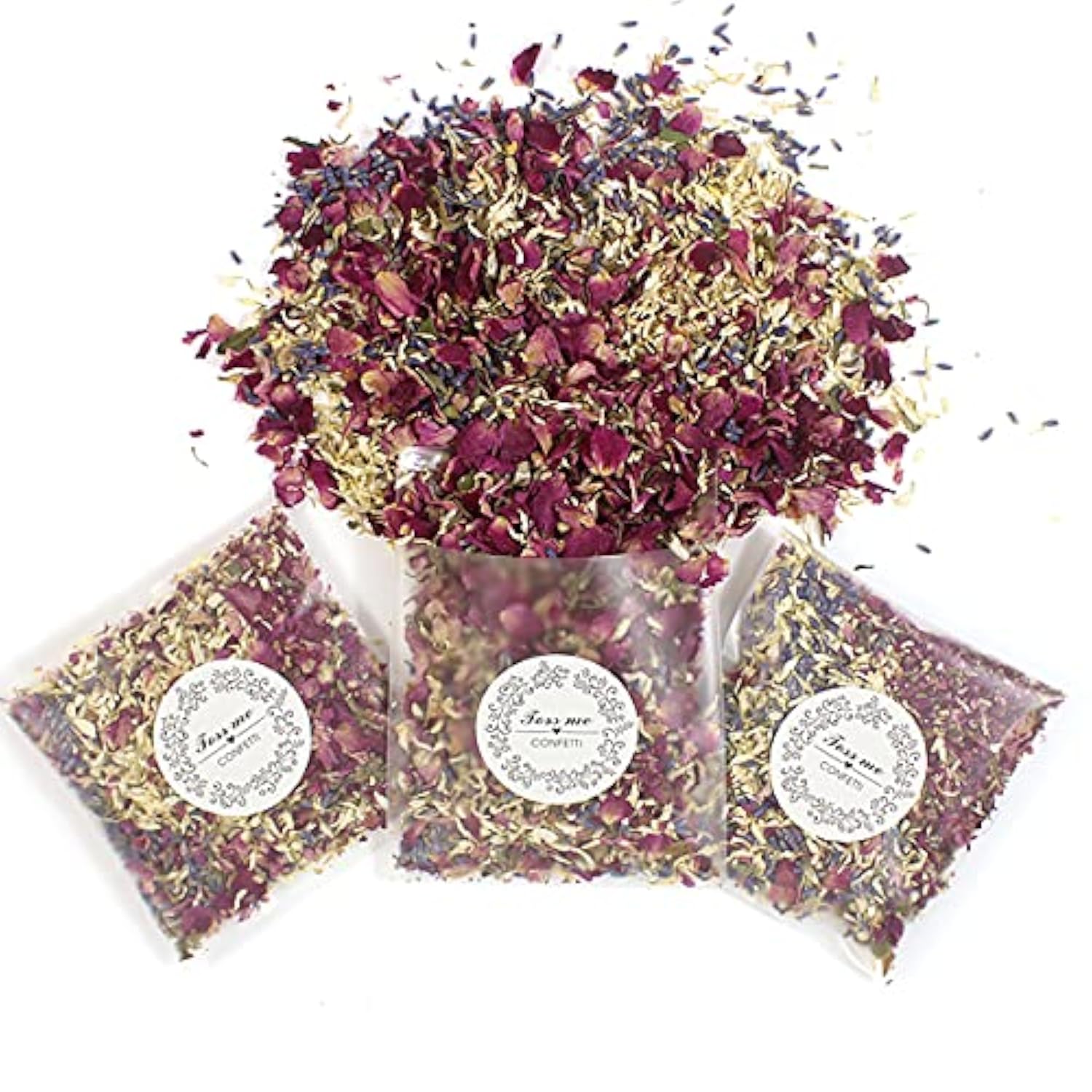 Party Confetti Natural Dried Flower Petals, 12 Packs Biodegradable Confetti Real Rose Petals For Wedding And Party Decoration