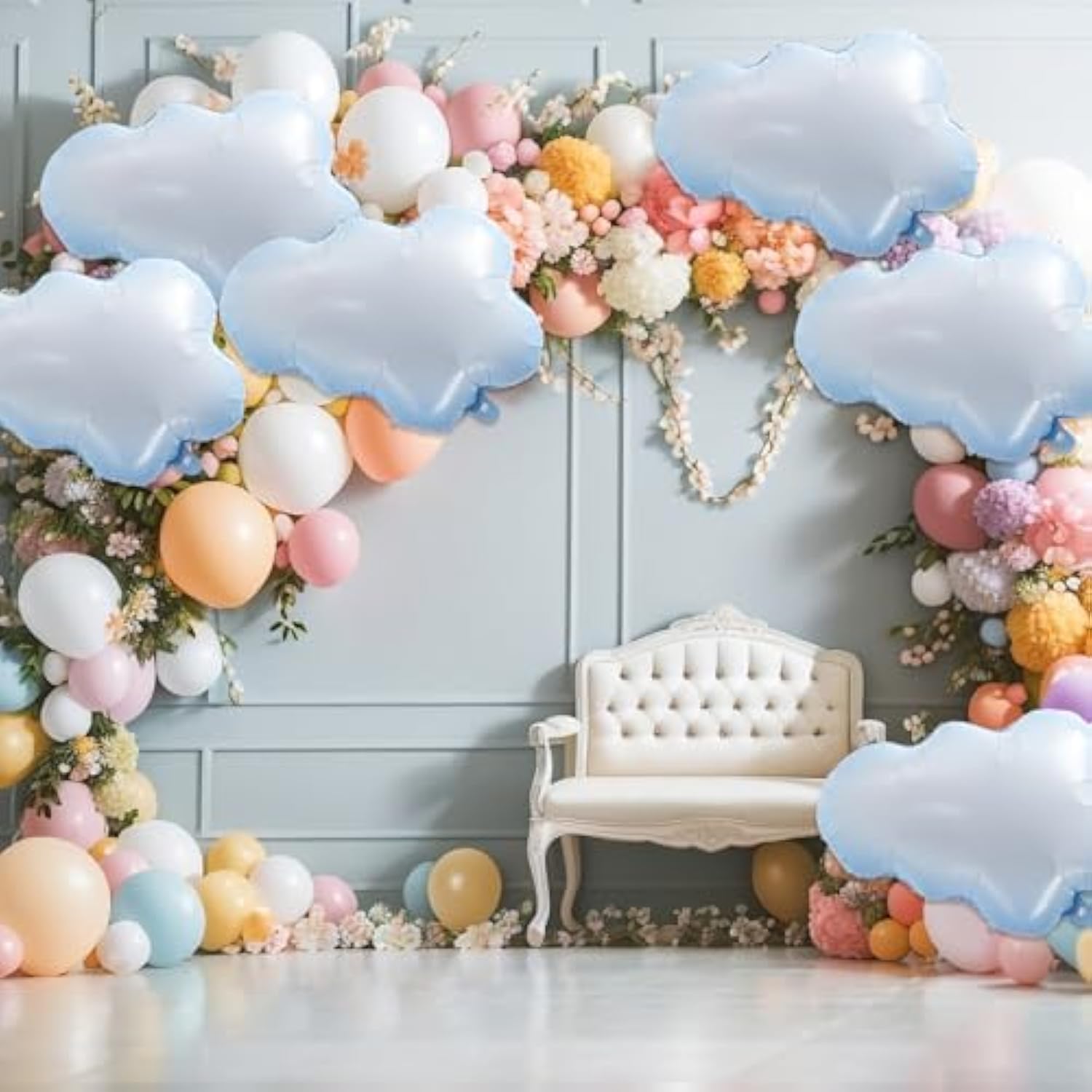 Cloud Balloons 6Pcs White Cloud Foil Balloons Cloud Party Decorations,Cloud Balloon For Birthday Party Decorations Supplies Themed Party Birthday Baby Shower,Clouds Decorations
