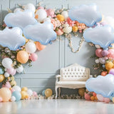Cloud Balloons 6Pcs White Cloud Foil Balloons Cloud Party Decorations,Cloud Balloon For Birthday Party Decorations Supplies Themed Party Birthday Baby Shower,Clouds Decorations
