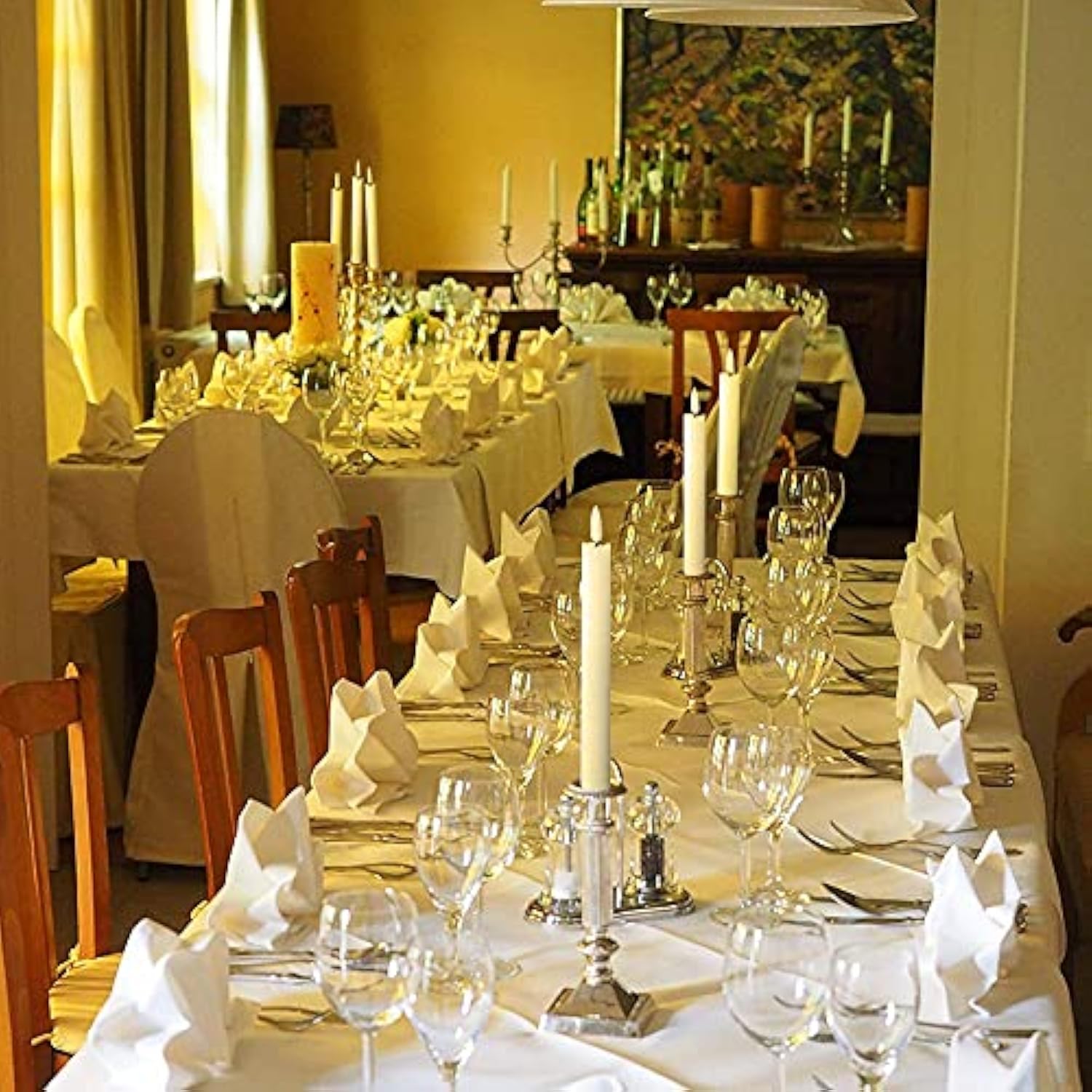 Flameless White Taper Candles Flickering With 10-Key Remote, Battery Operated Led Warm 3D Wick Light Window Candles Real Wax Pack Of 6, Christmas Home Wedding Decor(0.78 X 9.64 Inch)