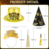 50-Piece 2026 New Year Party Set with Headbands Hats and Noise Makers