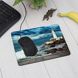 Mouse Pad Coastal,Ocean Wave Shore Lighthouse Wood Pier Rectangle Mousepad Non-Slip Rubber Base Computer Mouse Pad For Laptop, Office, Home - 9.5 X 7.9 Inch