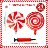 32 Pcs Christmas Candy Cane Balloons Foil Lollipop Swirl Party