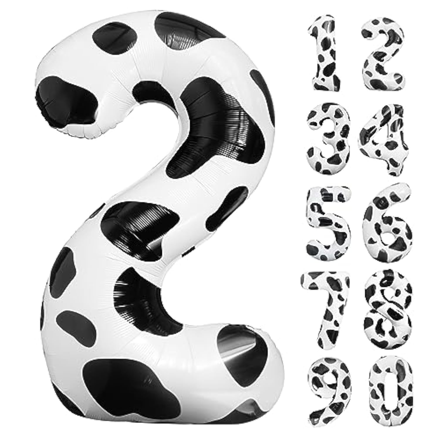 Cow Print Balloons 40 Inch Cow Print Number 2 Balloon Big Number 2 Balloon Moo Moo Im Two Birthday Decorations Cowgirl Theme Number Balloon For 2Nd Birthday Farm Barn Animal Party Decor