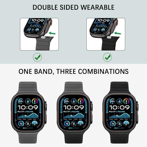 Double Sided Reversible Band Compatible with  Watch 49mm 46mm 45mm 44mm 42mm, Magnetic Wristband Soft Silicone Straps for iWatch Ultra 3 2 1 SE