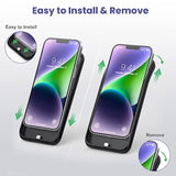 Battery Case For 14/13/13 Pro (6.1 Inch), [2024 Upgraded] Ultra-Slim 7500Mah Portable Extended Charger Case Cover For 14, 13, 13Pro Charging Case (Black)