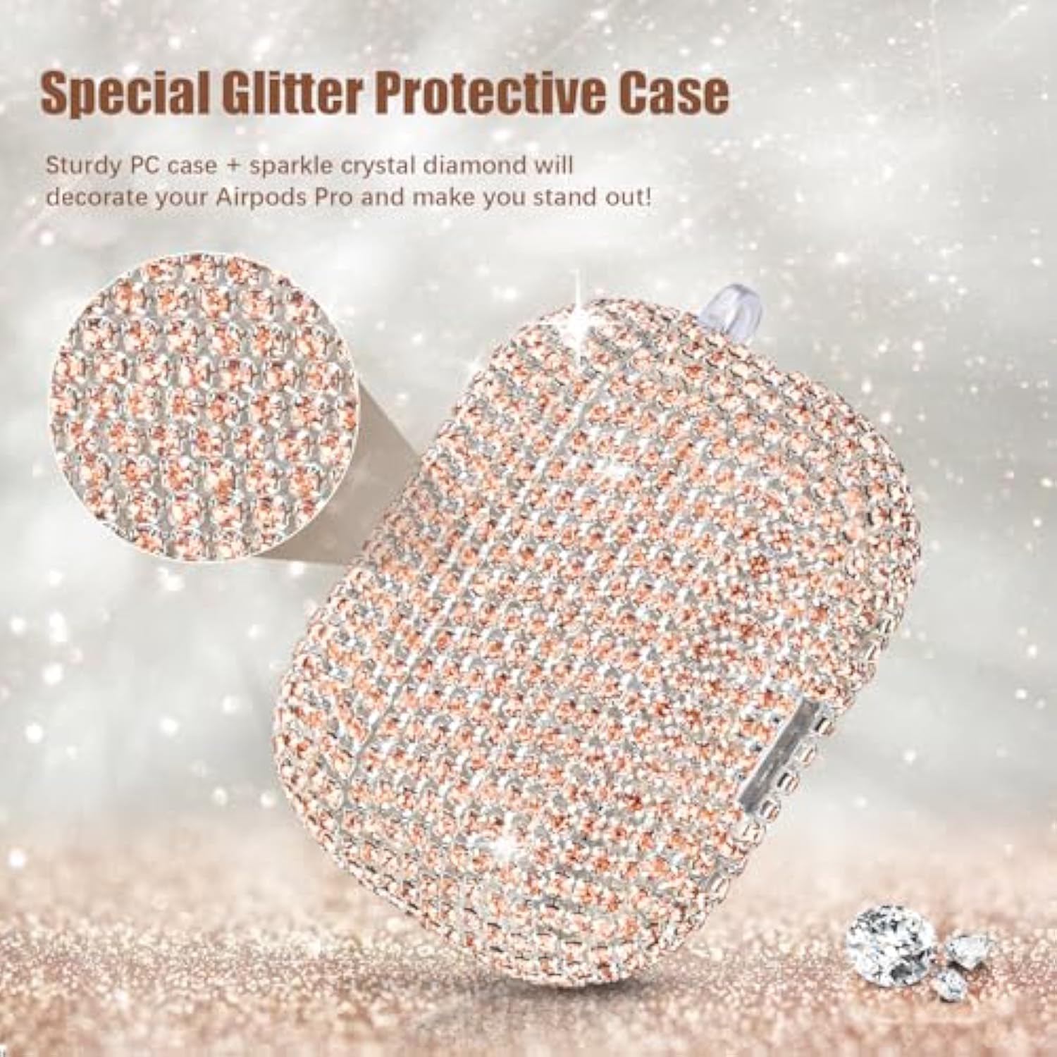 Bling Case For Airpods Pro 2Nd 1St Generation Case - Jewelry Cute Airpods Pro 1 2 Case Cover With Glitter Keychain Women 2025 Crystal Fancy Case For Ipods Pro2 1 Wireless Charging Cases-Gold