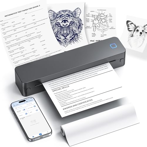 D830 Portable Printer Wireless For Travel, Supports 8.5 X 11 Inch Thermal Paper, Bluetooth Compatible With Ios, Android, Laptop, Grey
