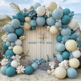 Dusty Blue White Balloon Garland Double Stuffed Slate Fog Blue Balloon