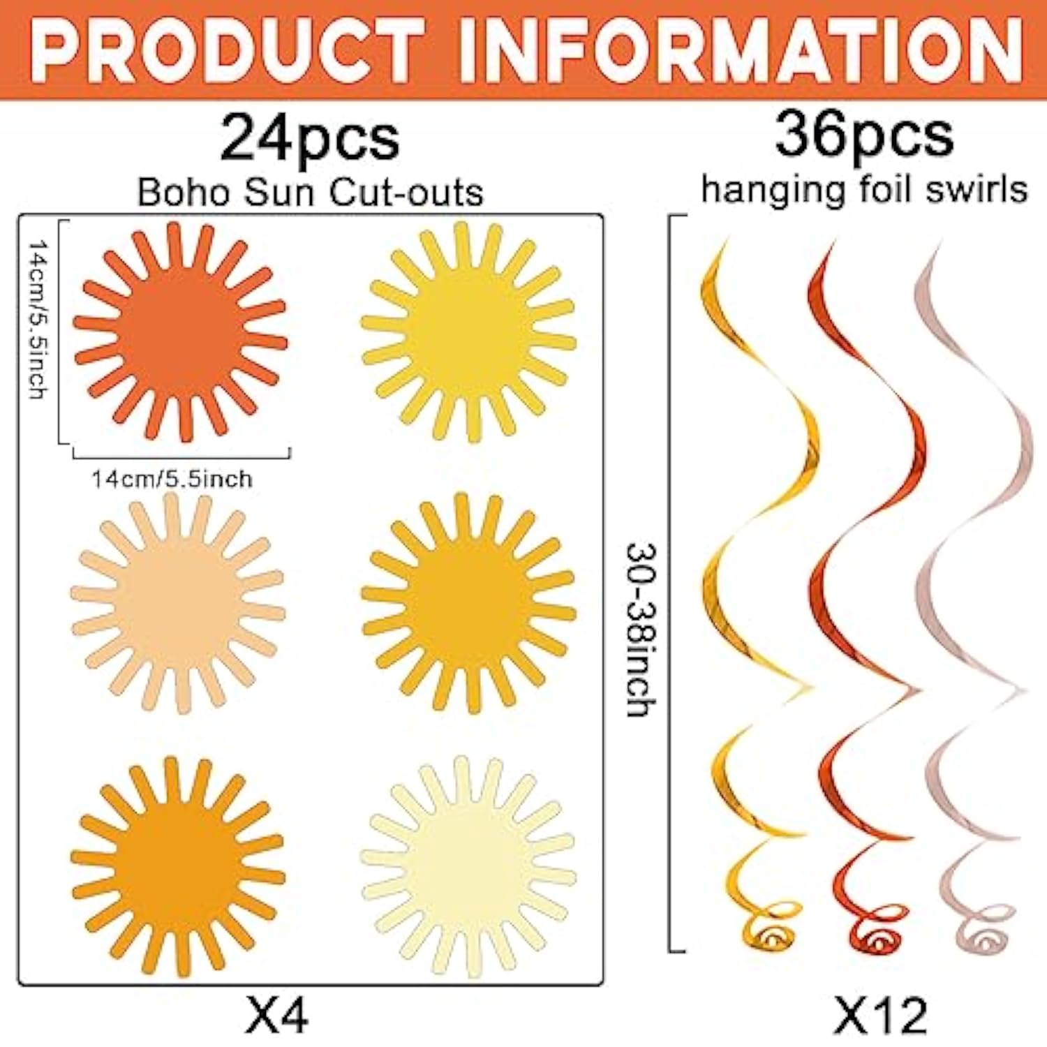 60Pcs Boho Sun Banners First Trip Around The Sun Birthday Decorations