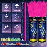 200pcs 8in Pink Glow Sticks with Connectors for Birthday & Party Favors