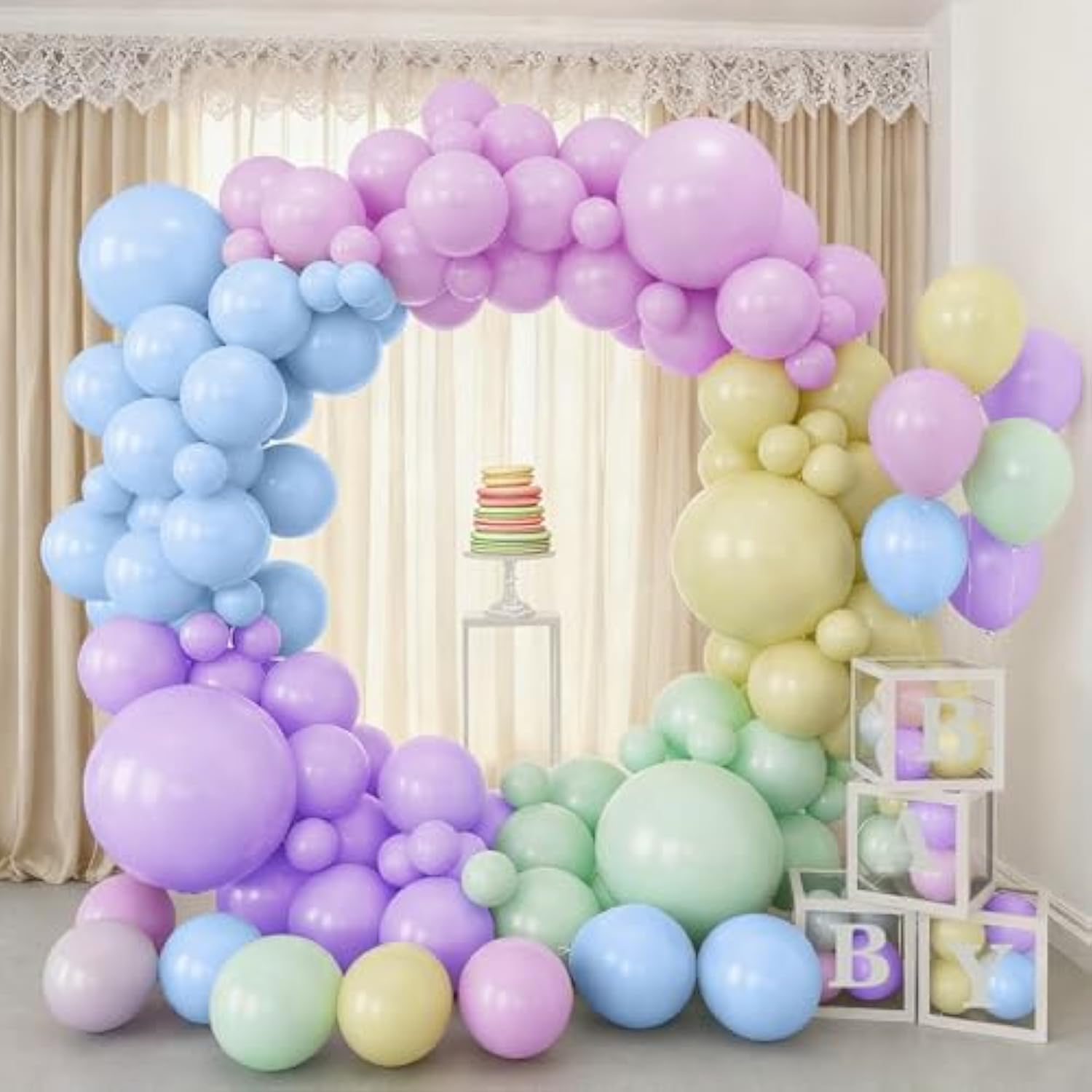 126Pcs Pastel Rainbow Easter Balloons Arch Garland Kit, 18/10/5 Inch Macaron Pastel Spring Balloon Arch For Unicorn Theme Party,Easter Spring Birthday Party,Baby Shower,Wedding Decoration