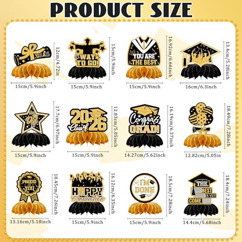 12PCS Graduation Decorations 2026, Graduation Centerpieces for Tables
