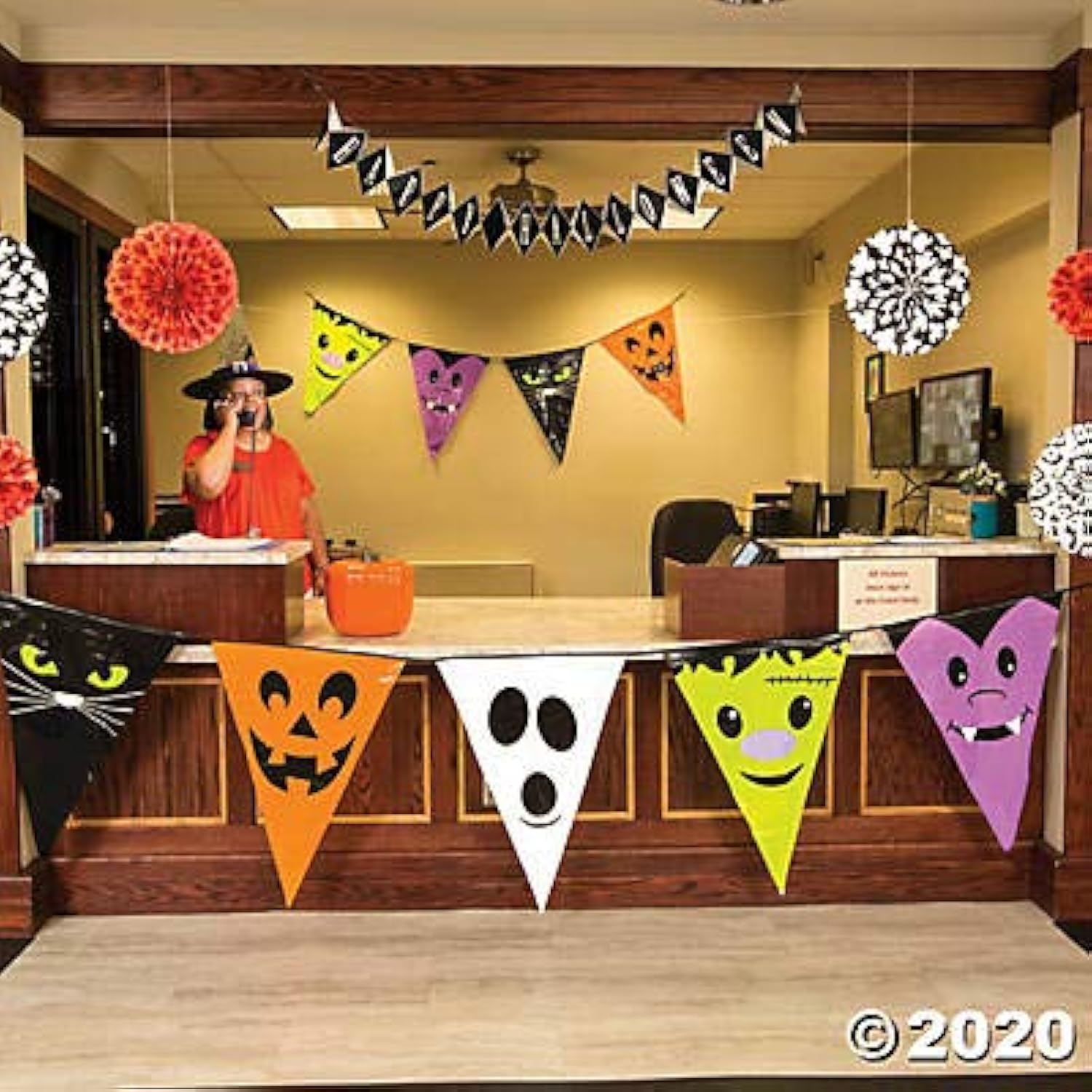 Halloween Character Pennant Banner 24Ft Hanging Decoration for Halloween Party Decor