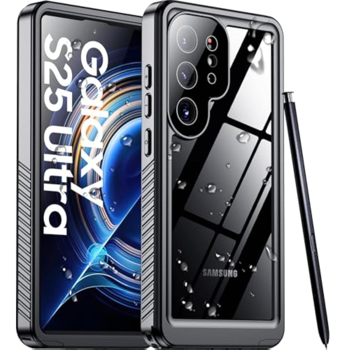 Designed For Samsung Galaxy S25 Ultra Case Waterproof, Built-In Lens & Screen Protector Military Grade Shockproof Dropproof Ip68 Underwater Full Body Phone Case For Galaxy S25 Ultra 6.9"-Black