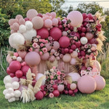 Dusty Rose Balloon Garland - Double Stuffed Boho Party Kit
