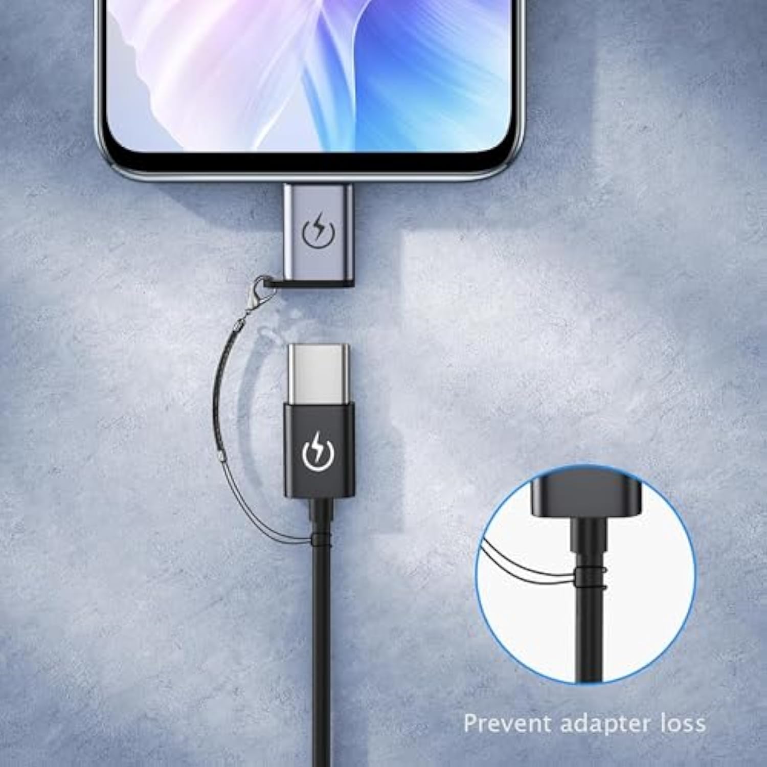 Micro Usb To Usb C Adapter (4 Pack),Type C Female To Micro Male Conversion Connector,With Lanyard Keychain,Compatible With Samsung Galaxy S7/S7 Edge,Micro Usb Devices (Gray)