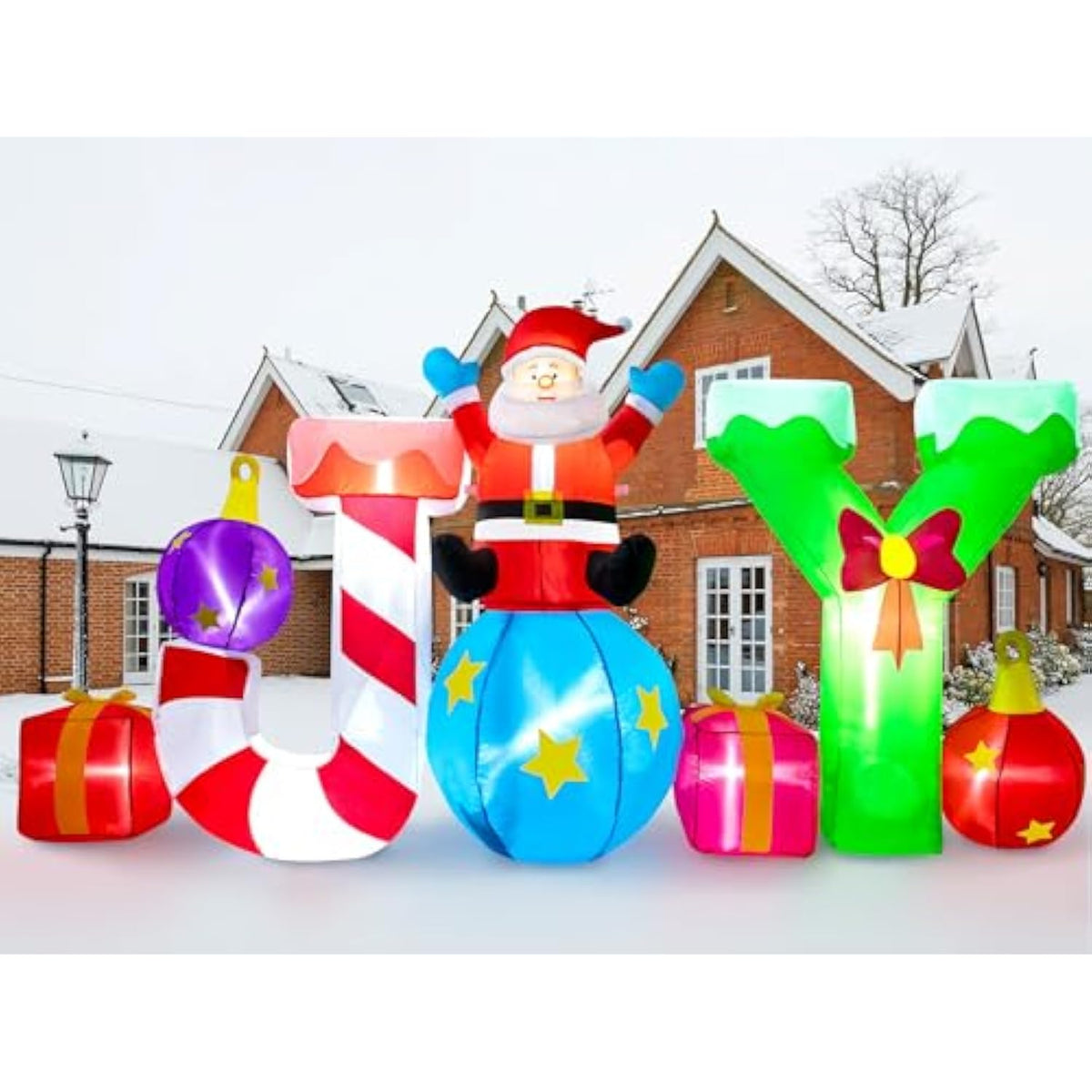 8Ft Joy Christmas Inflatables Outdoor Decoration - Inflatable Christmas Yard Decorations With Built-In Led Light, Christ