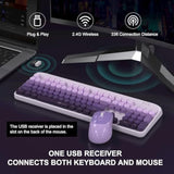 V920 Wireless Keyboard And Mouse Combo, 2.4G Full-Sized Retro Typewriter Keyboard With Round Keycaps & Auto-Sleep Mode, Cute Computer Keyboard And Cordless Optical Mouse For Laptop/Pc (Purple)