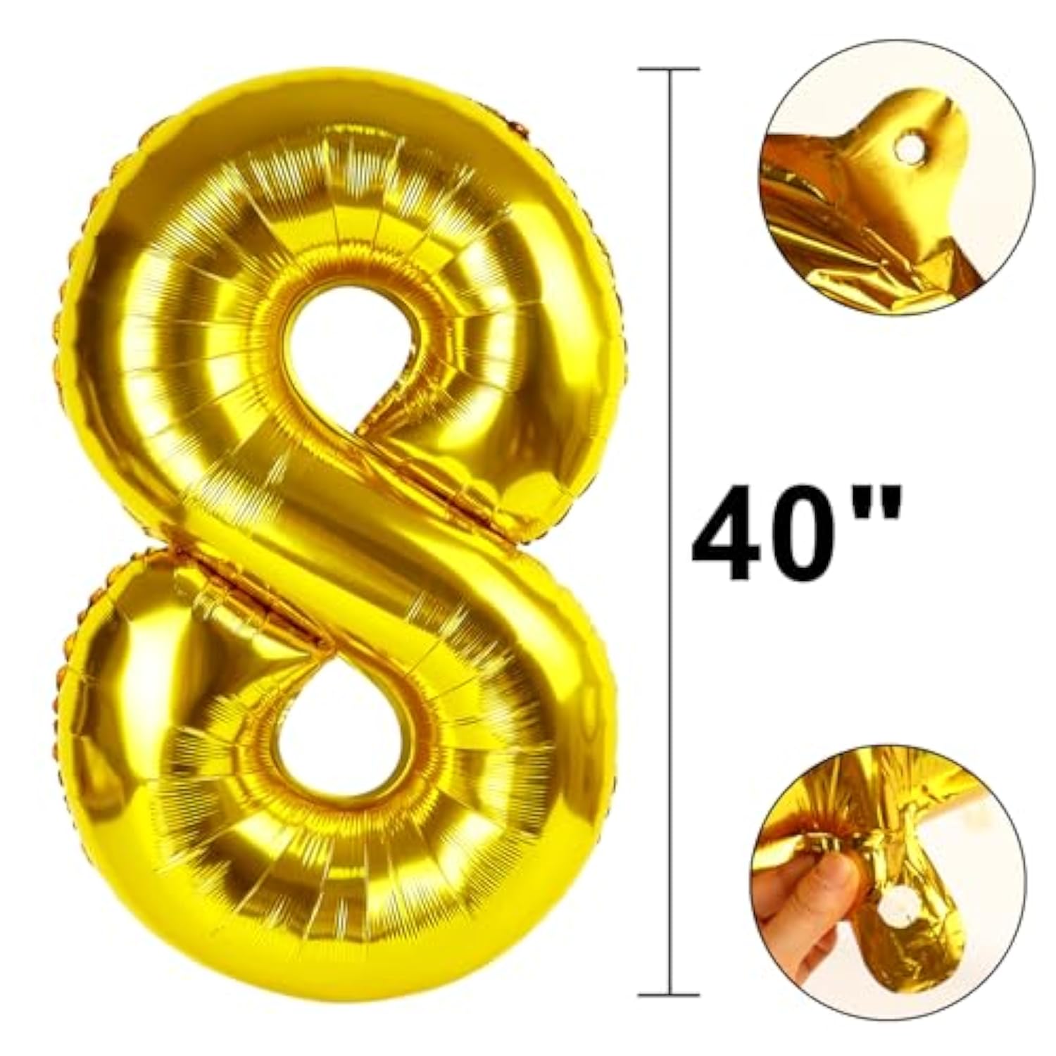 40 Inch Giant Gold Foil Number 8Th 18Th 28Th Birthday Balloons Gold Digit 8 Balloons For Men Women 80Th Anniversary Party Decorations Supplies