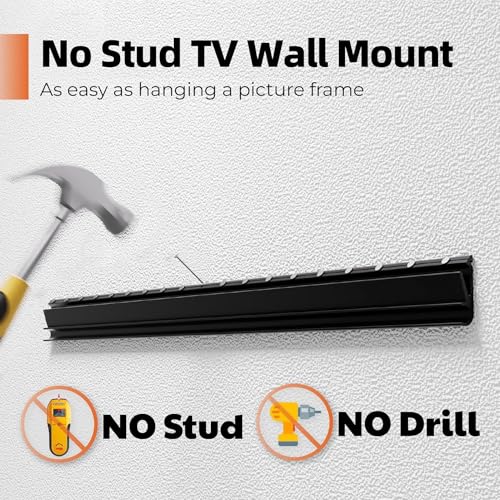 Studless TV Wall Mount, Heavy Duty Drywall TV Bracket Hanger for 26-55 inch Flat Screen TVs, No Stud, NO Drill, No Anchors, Easy Install with All