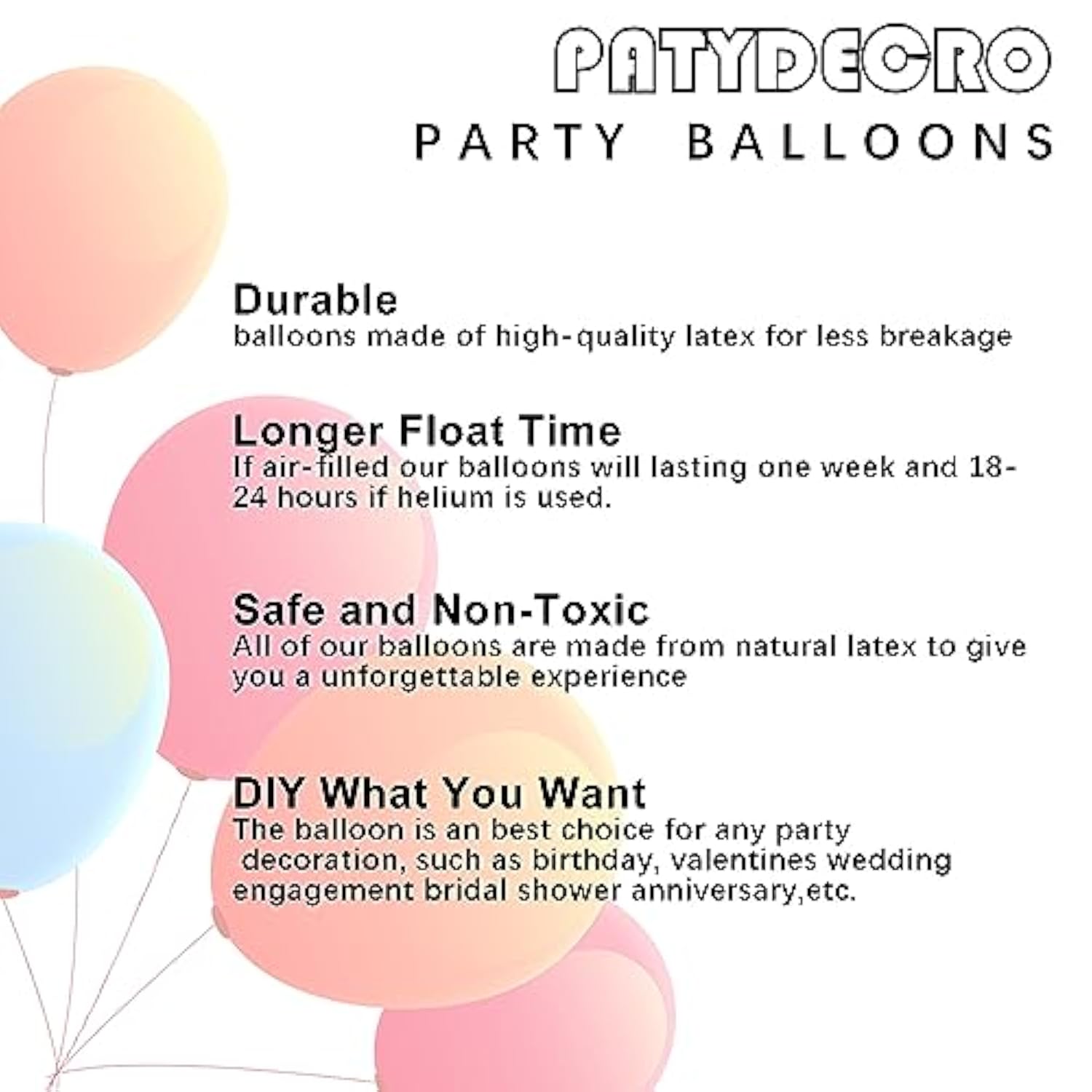 50pcs 12 Inch Black White Gold Latex Confetti Balloons with Ribbon for Party
