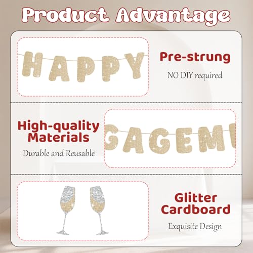 Engagement Party Decorations, Pre-Strung Happy Engagement Banner