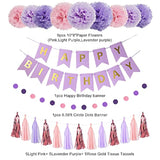 Purple Birthday Decorations For Women Girl Butterfly Birthday Party Decorations Supplies Pink And Purple Balloons Happy Circle Dots Banner Butterfly Hanging Swirl Paper Lanterns Pom