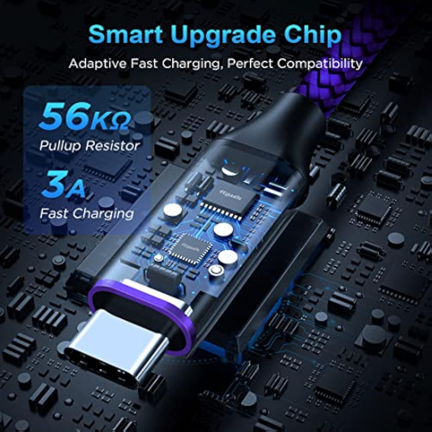 Purple Usb C Cable 6.6Ft Fast Charging, 2-Pack Type C Cable Braided Usb To Usb
