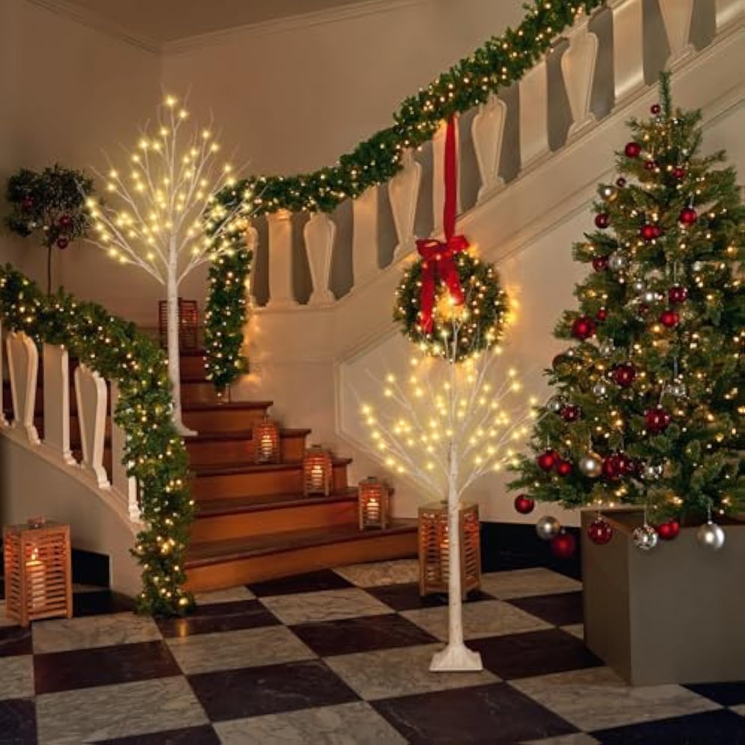 2 Pack 4Ft 100Led Christmas Lighted Birch Tree, Timer Function Prelit Artificial Tree Lamp Plug In With Warm White Lights, 2 Modes Twinkling Twig Trees For Indoor Outdoor Party Christmas Decorations