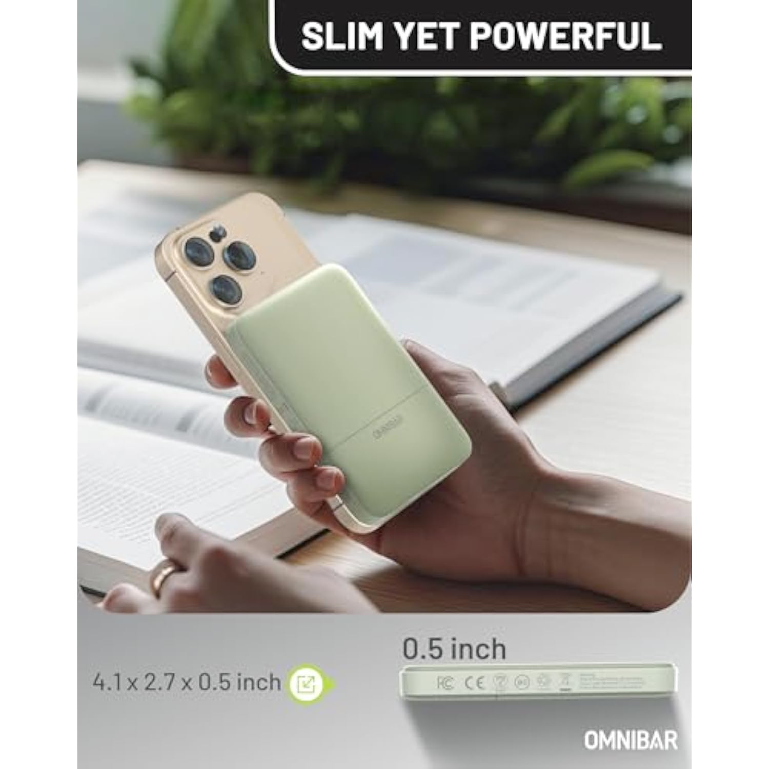 Magnetic Power Bank, 0.5''Ultra Slim 5000Mah Wireless Portable Charger With Usb C Cable 20W Pd Fast Charging, For Magsafe Battery Pack For Iphone 16/16 Pro/16 Pro Max/15/14/13/12 Series,Green