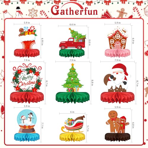 Merry Christmas Party Decorations Bundle - Includes Festive Christmas Honeycomb Centerpieces ?Santa Claus Snowman Table Toppers, Perfect for Classroom Decor, Christmas & Winter Birthday Party Supplies