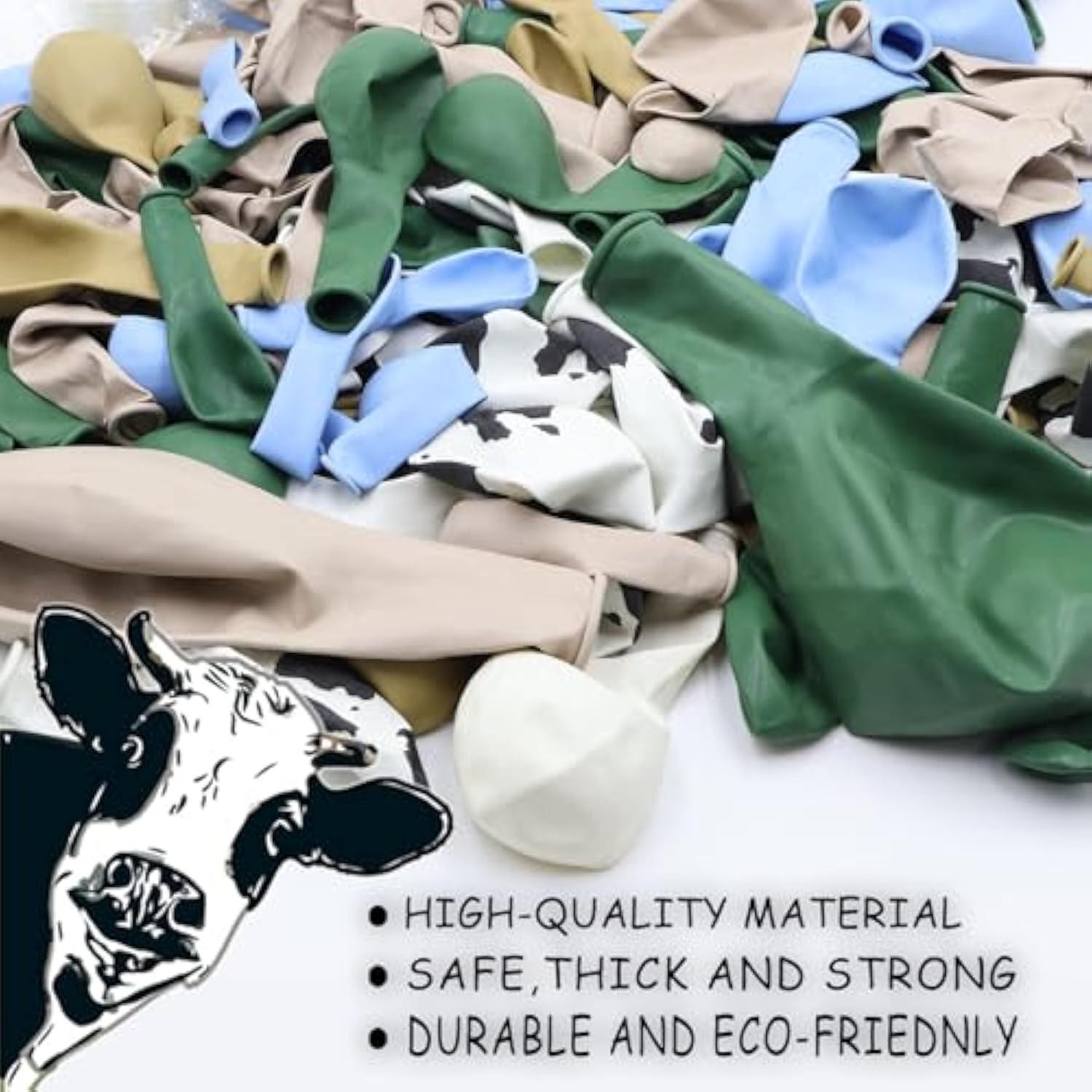 153PCS Green Cow Balloon Arch Kit for Farm, Western, Baby Shower & Cowboy Parties