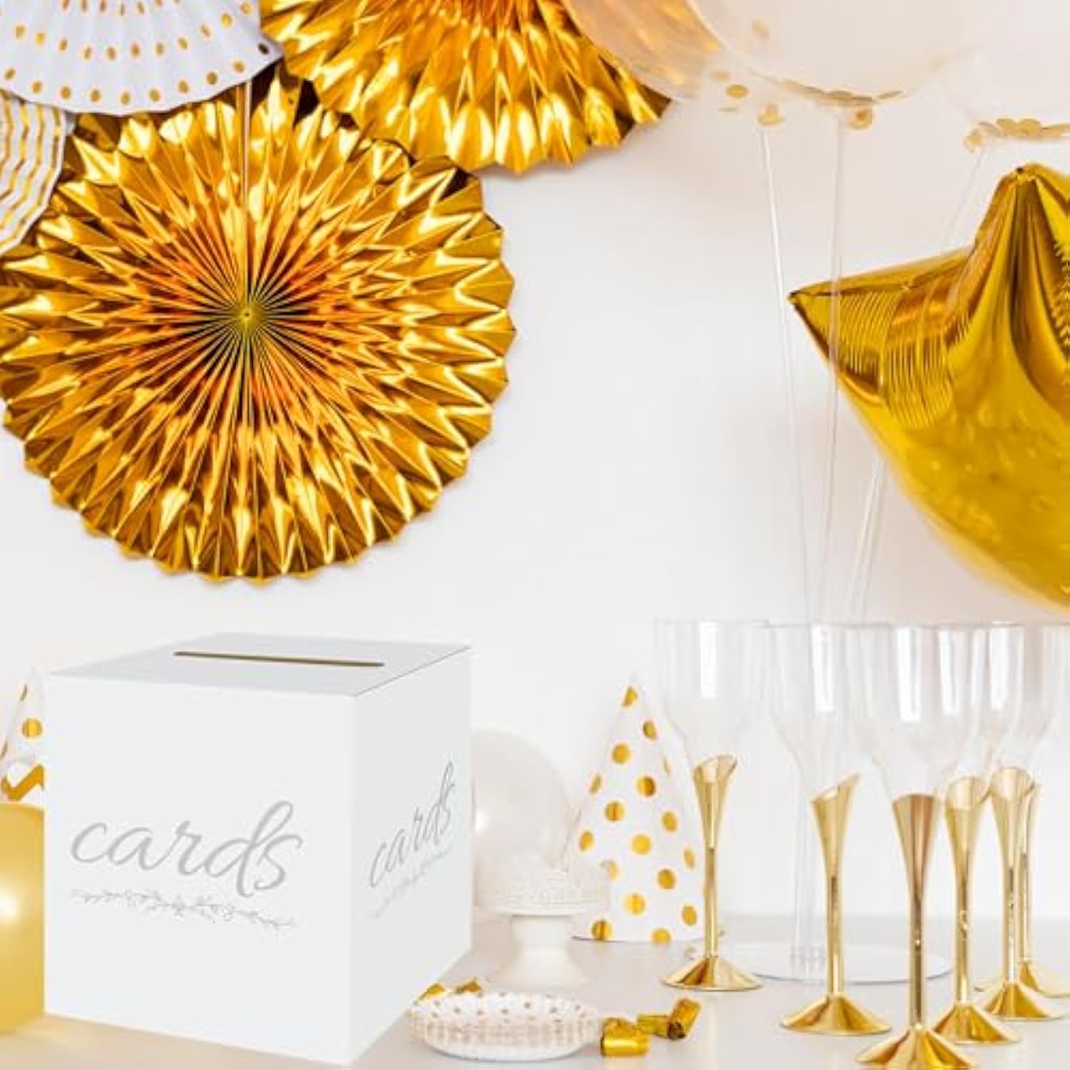 White And Silver Wedding Card Box For Graduation Party Birthday Baby And Bridal Shower Funeral Anniversaries Decorations Cardboard Gift Card Holder Diaper Raffle Ticket Voting Box With Slot