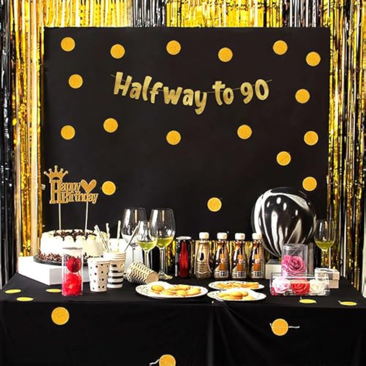 Halfway To 70 Gold Glitter Banner Happy 35Th Birthday Anniversary Decorations