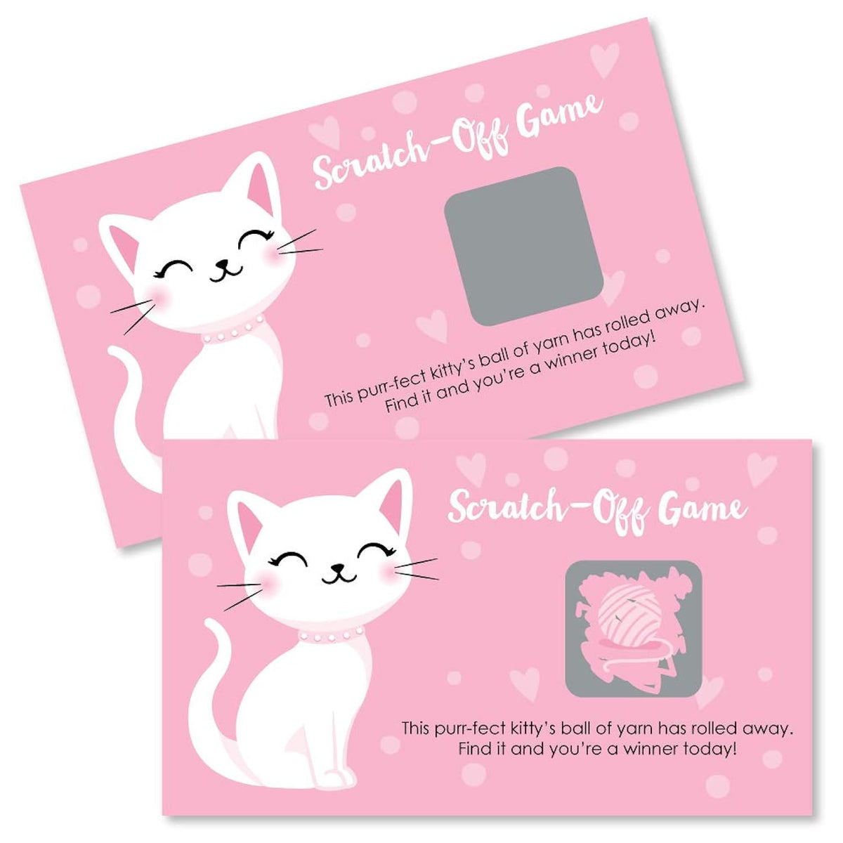 Big Dot of Happiness Purr-FECT Kitty Cat - Kitten Meow Baby Shower or Birthday Party Game Scratch Off Cards - 22 Count