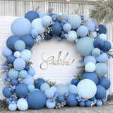 Dusty Blue Balloons Arch Kit, Double Stuffed Dark Blue Balloons Denim Baby Light Pastel Blue Balloon Garland For Baby Shower Birthday Wedding Baptism Graduation Gender Reveal Party Decoration