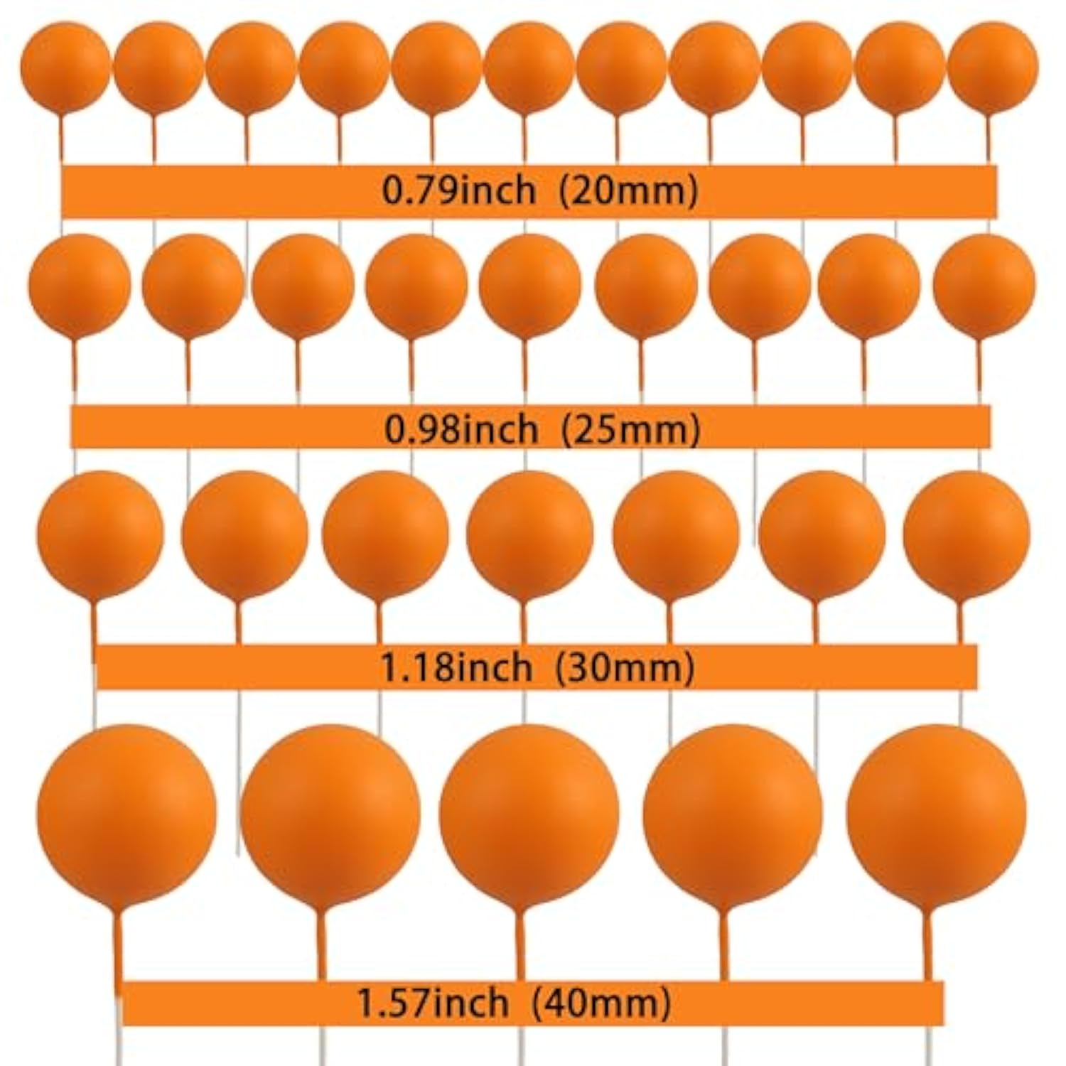 30Pcs Balls Cake Toppers Ball Cake Picks Foam Ball Shaped Cupcake Toppers Mini Balloons Baby Shower Cake Decorations For Wedding Enaggement Bridal Shower Birthday Party Supplies Orange
