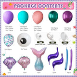 Mermaid Balloon Arch Kit 12/18In Pink Purple Teal Metallic Confetti Balloons With Octopus Mermaid Tail Shell Foil Balloons For Mermaid Theme Party Decorations