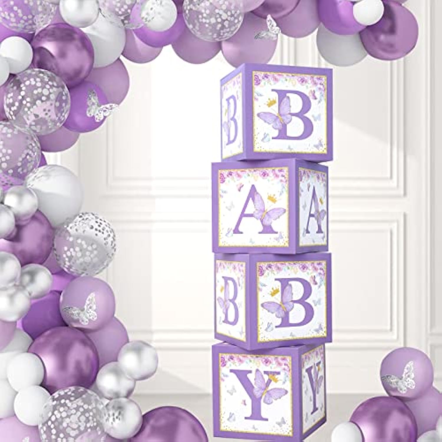 Purple Butterfly Baby Shower Boxes: First Birthday Centerpieces