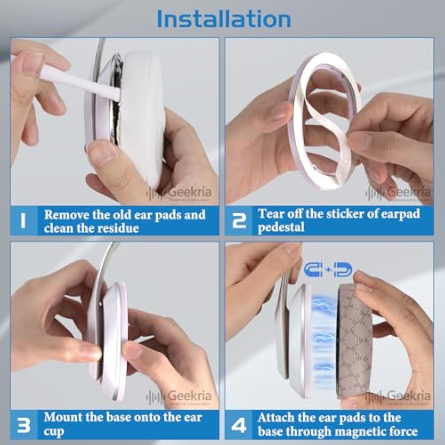 Geekria SNAP Magnetic Ear Pads for Beats Studio 3 Wireless, Studio 2 Wireless, Studio 2 Wire Easy Switch Ear Cushions, Exchange Earpads in Seconds (Grid Brown, 1 Pair)