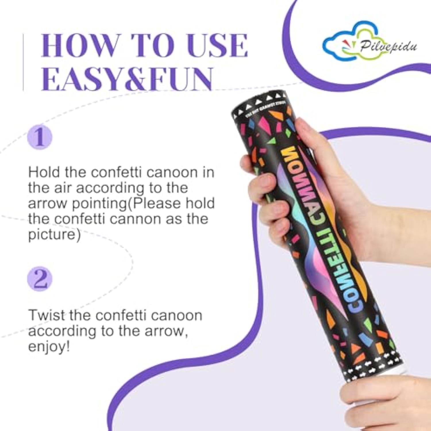 6Pc Multicolor Confetti Cannons 12Inch Party Poppers for Any Celebration