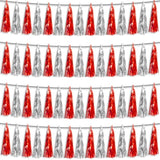 4pcs Red Silver Foil Tassel Garland Metallic Streamers for Party Decor