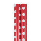 Gift Wrap - Polka Dot Wrapping Paper - 50 Sq Ft Total (30 In X 10 Ft Each) - Red With White Dots - 2 Rolls/Pack
