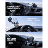 Car Phone Holder Mount [3-In-1 Military-Grade Suction Cup] 360° Rotation Phone Holders For Your Car [Metal Hook] Cell Phone Car Mount Dashboard Vent Windshield For Iphone 16 All Smartphone