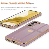 For Samsung Galaxy S22 5G Case For Women Girl Cute Love-Heart Luxury Bling Soft Back Cover Raised Full Camera Protection Bumper Silicone Shockproof Phone Case For Galaxy S22 5G, Lavender