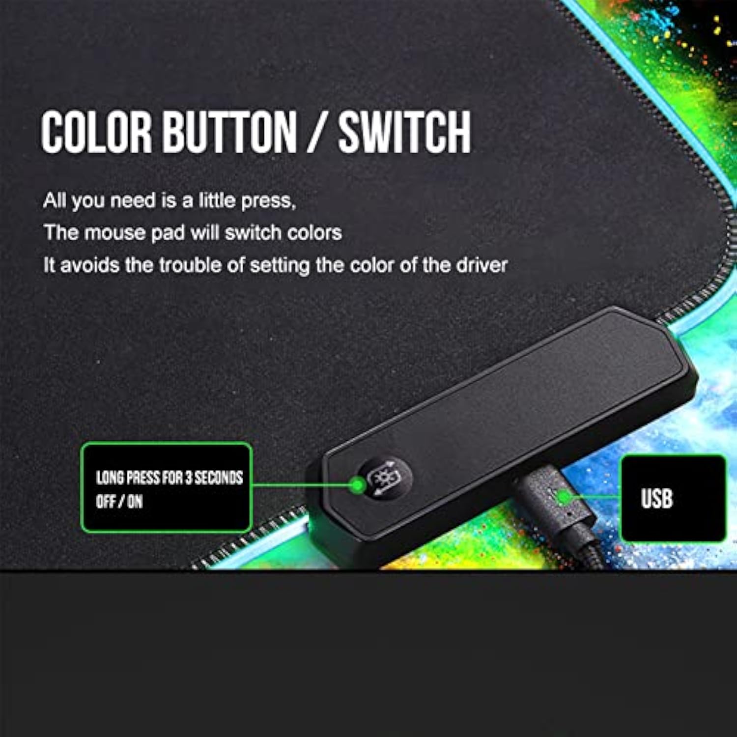 Large Rgb Gaming Mouse Pad For Desk Pad,Led Mouse Mat 7 Lighting Color And 3 Dynamic Modes,Waterproof Laptop Mouse Mat